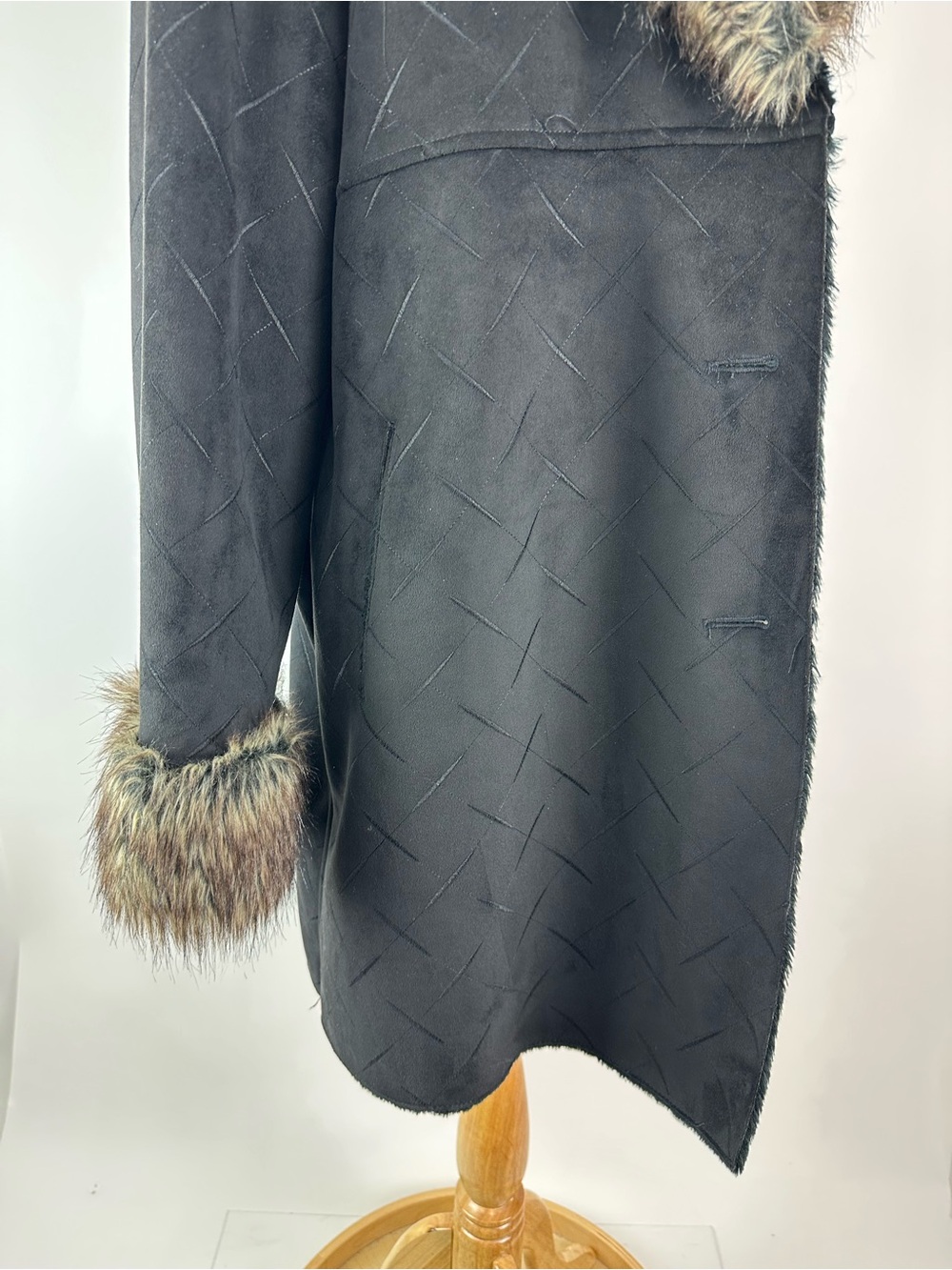 Utex Design Faux Suede Shearling Jacket Faux Fur Trim Size 2X - Picture 6 of 14